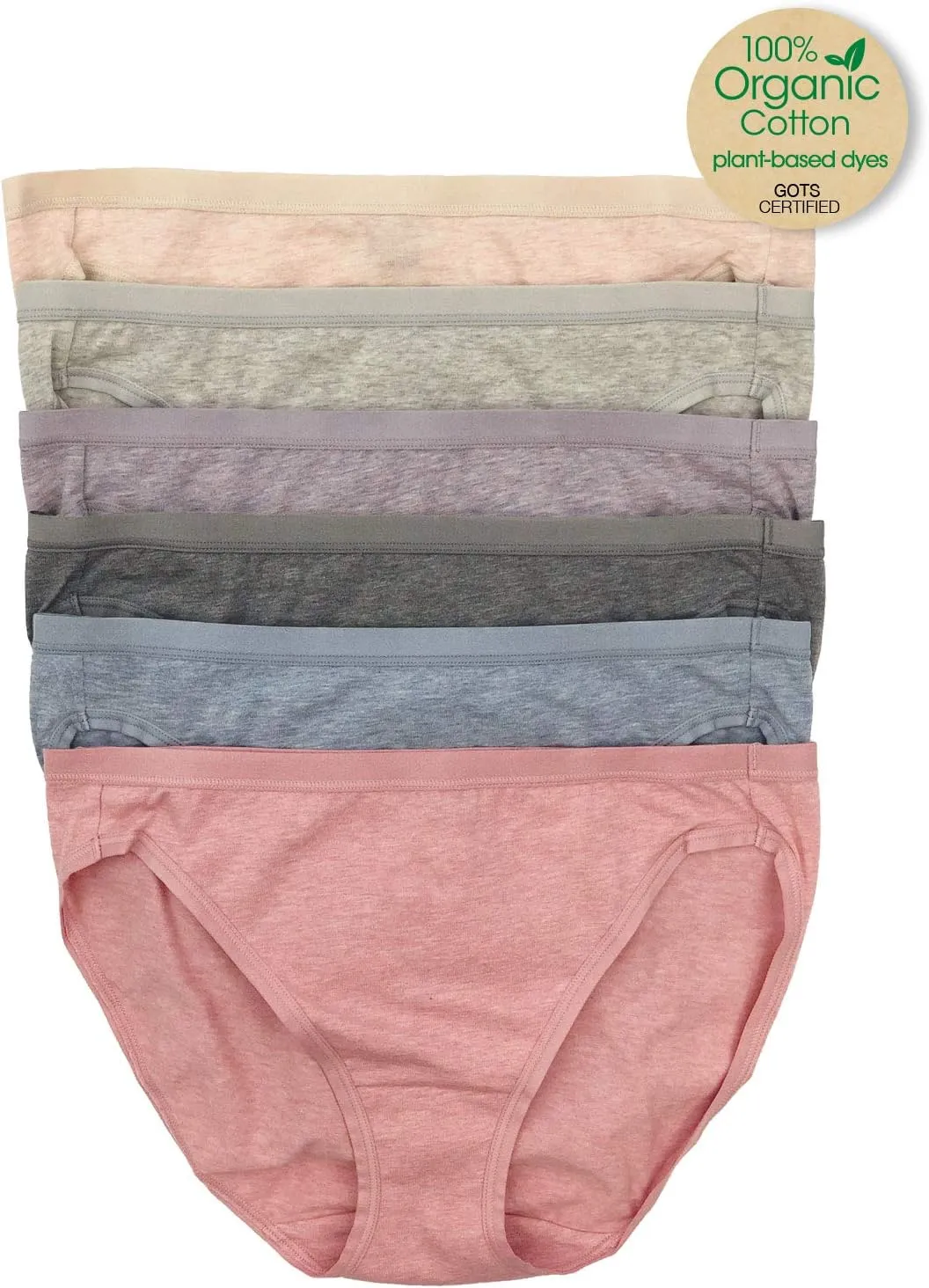 Felina Organic Cotton Bikini Panties - Seamless Women's Bikini Underwear (6-Pack)