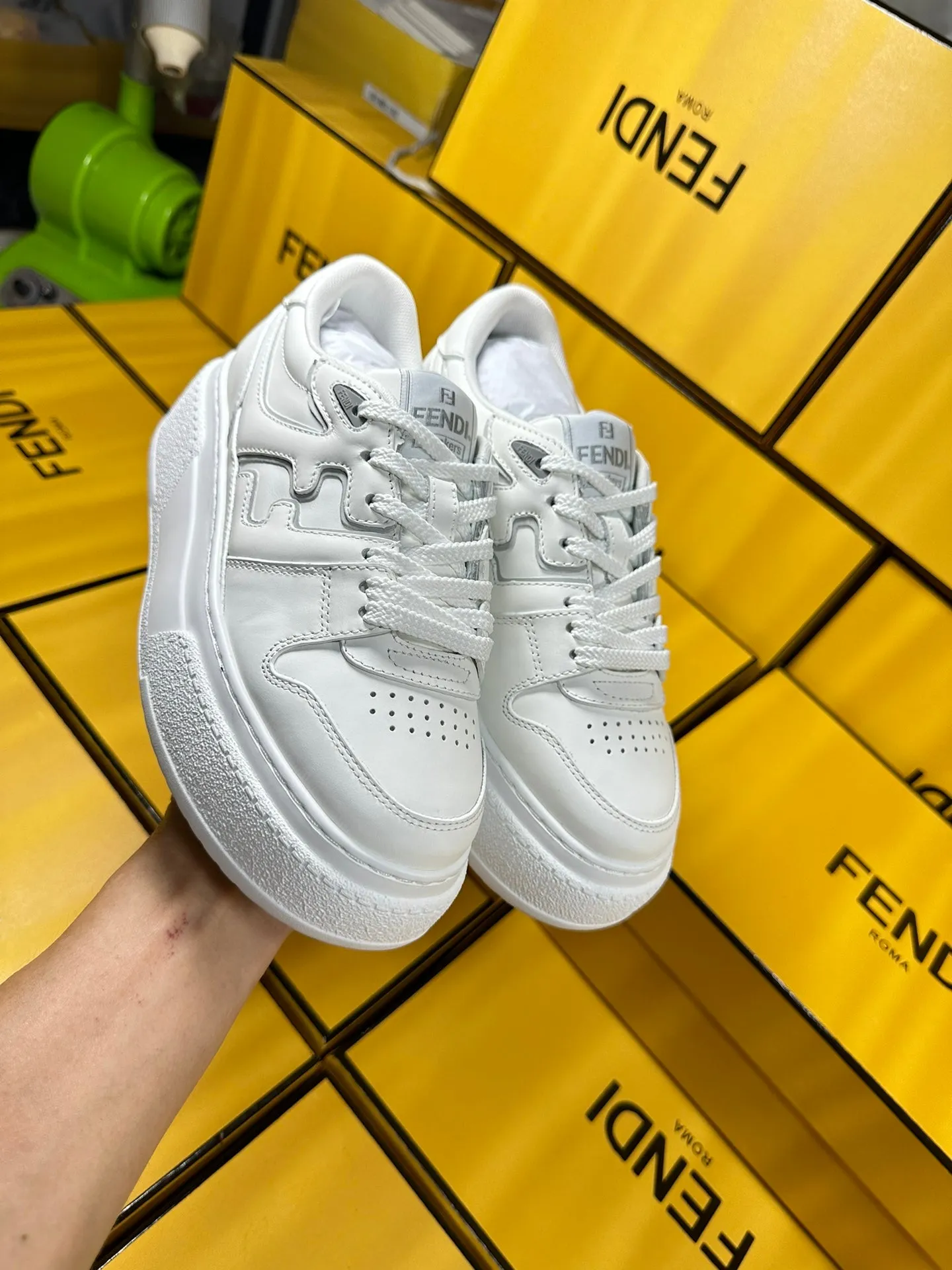 FENDI Tailored options Shipping guarantee THICK-SOLDED SNEAKER LAMBSKIN IN FENDI WHITE