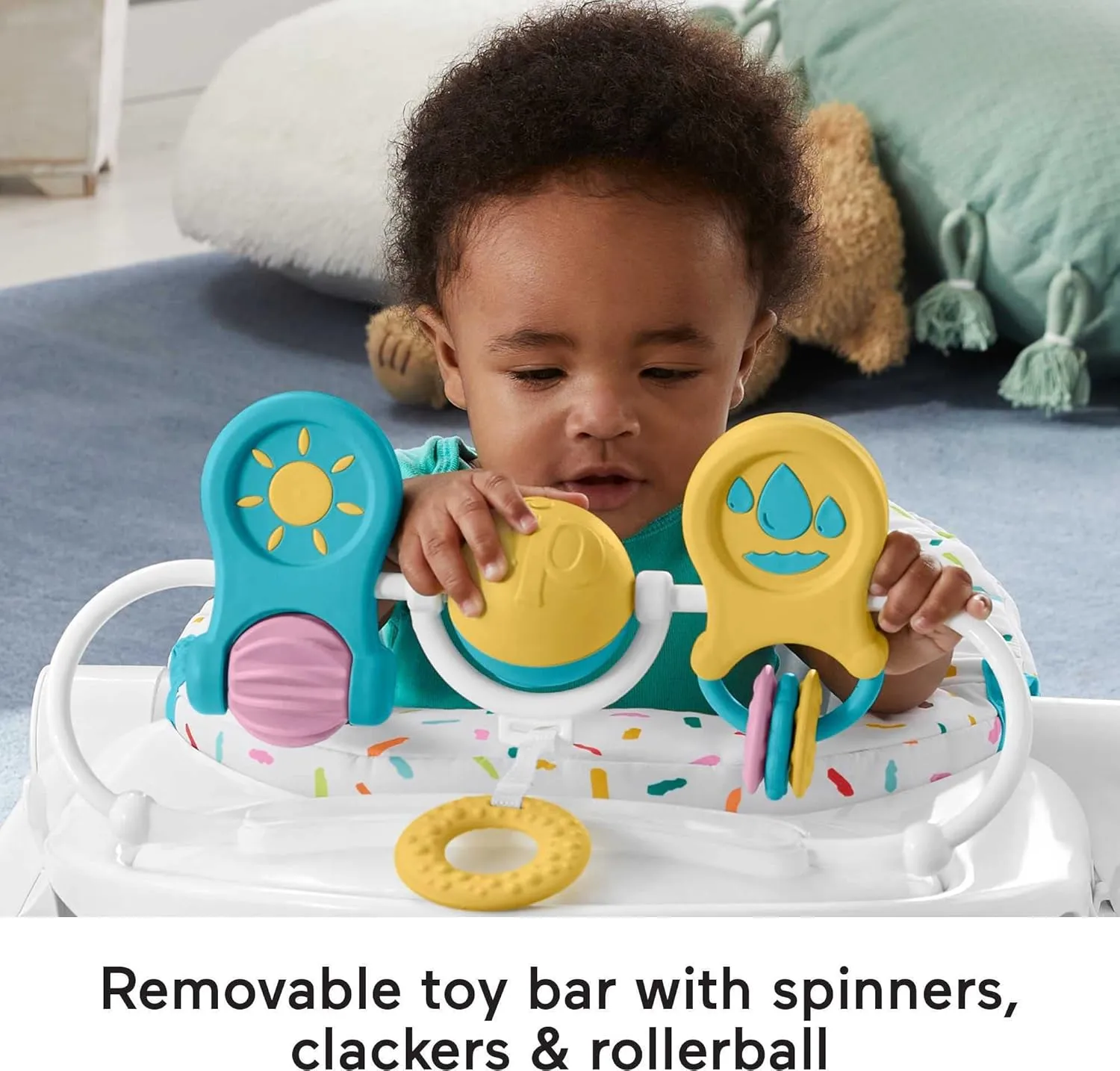 Fisher-Price Portable Baby Chair Deluxe Sit-Me-Up Floor Seat with Snack Tray, Rainbow Sprinkles