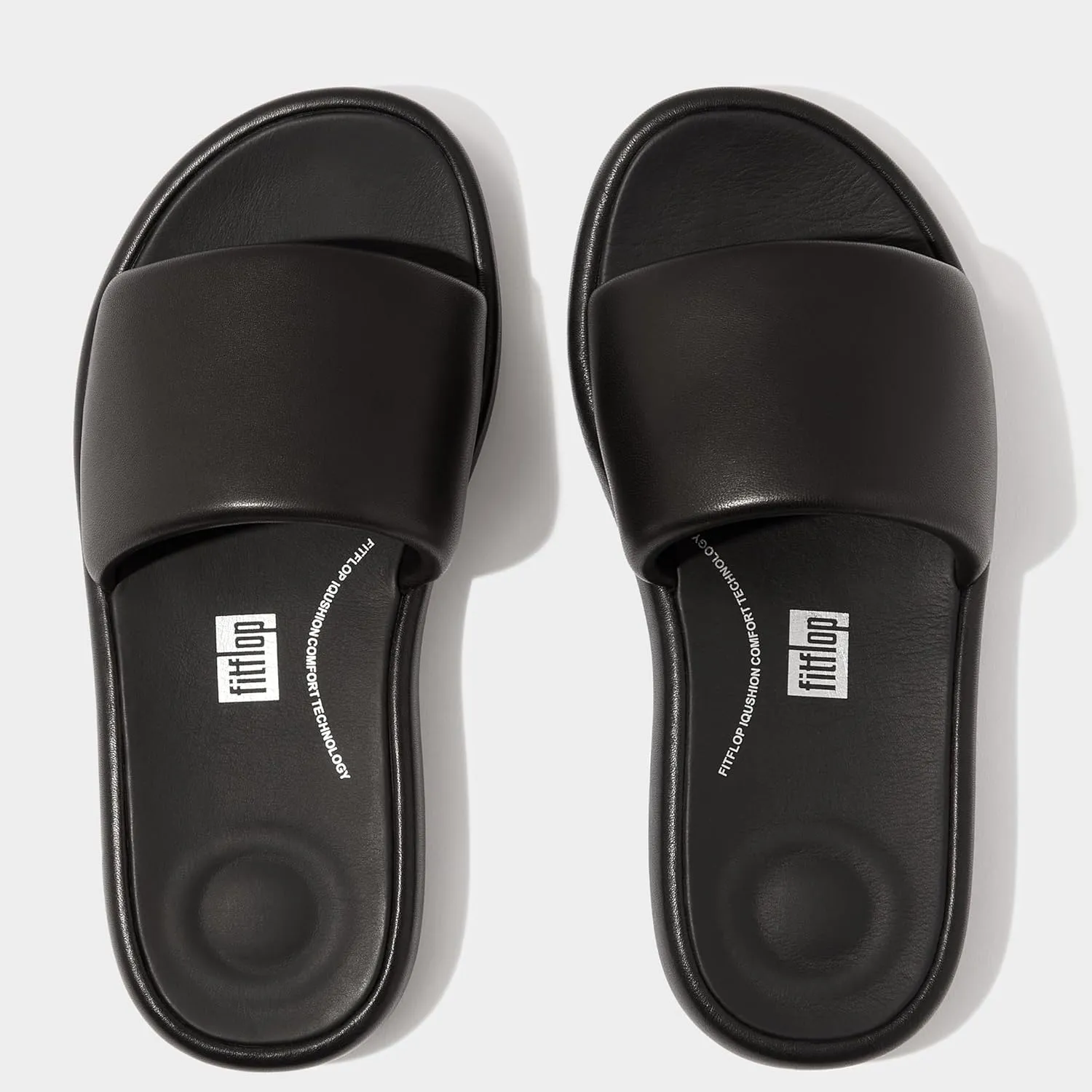 FitFlop Women's iQushion D-Luxe Padded Leather Slides Sandals