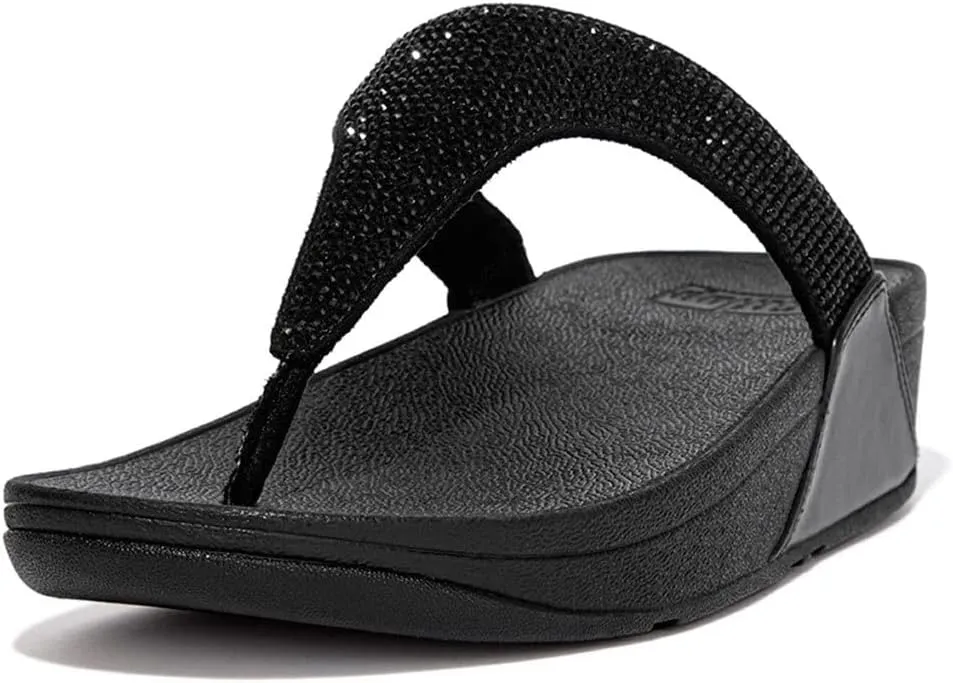 FITFLOP Women's Slide Lulu Crystal Embellished Toe-Post Sandals