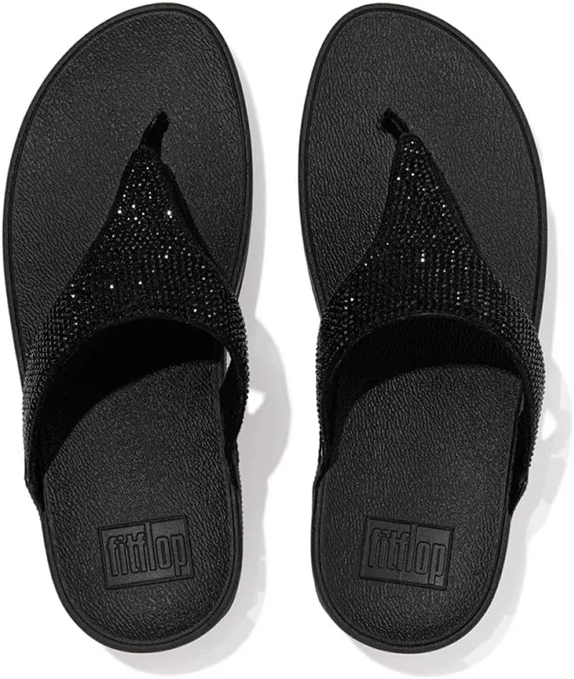 FITFLOP Women's Slide Lulu Crystal Embellished Toe-Post Sandals
