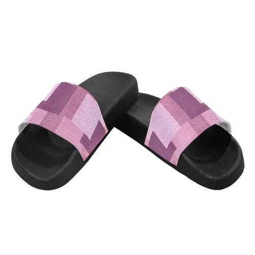 Flip-Flop Sandals, Pink and Purple Block Style Women's Slides