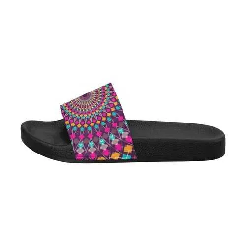 Flip-Flop Sandals, Purple Kaleidoscope Style Women's Slides