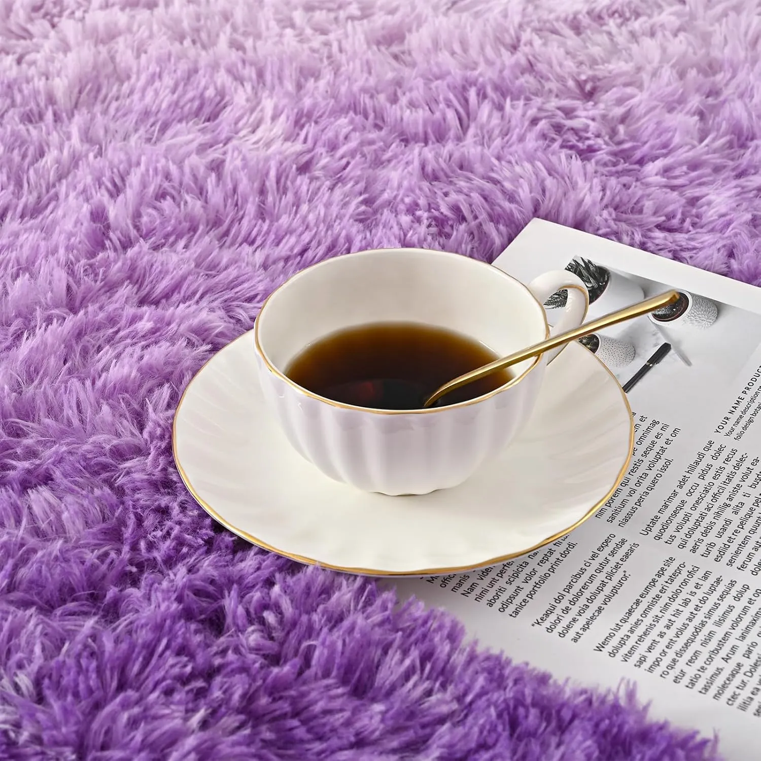 Fluffy Purple-Blue Rug, 2x6 Feet Soft Area Rugs for Bedroom Living Room, Modern Shag Rugs Carpets for Children Nursery Kids Girls Room Home Decor