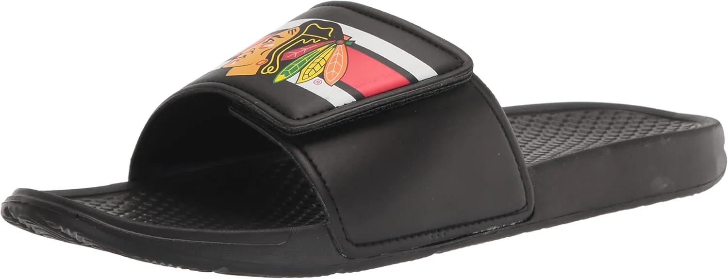FOCO Men's NHL Team Logo Sport Legacy Stripe Slide Sandals