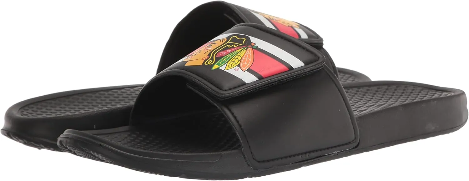 FOCO Men's NHL Team Logo Sport Legacy Stripe Slide Sandals