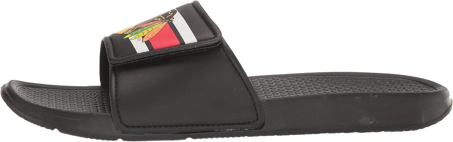 FOCO Men's NHL Team Logo Sport Legacy Stripe Slide Sandals
