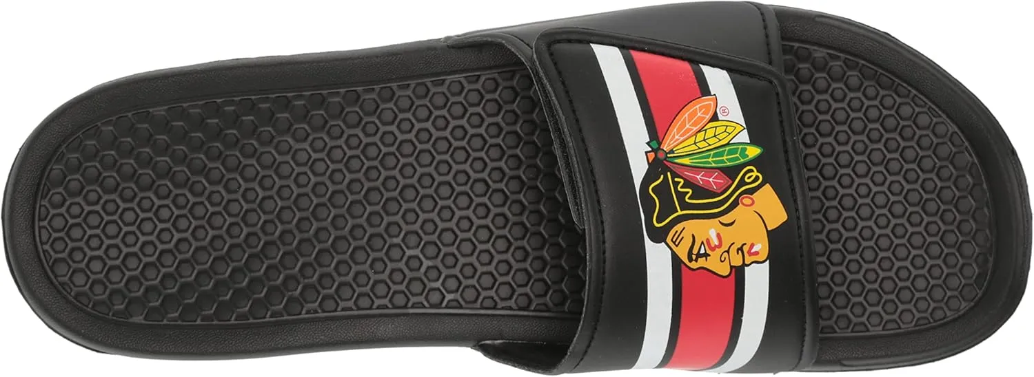 FOCO Men's NHL Team Logo Sport Legacy Stripe Slide Sandals