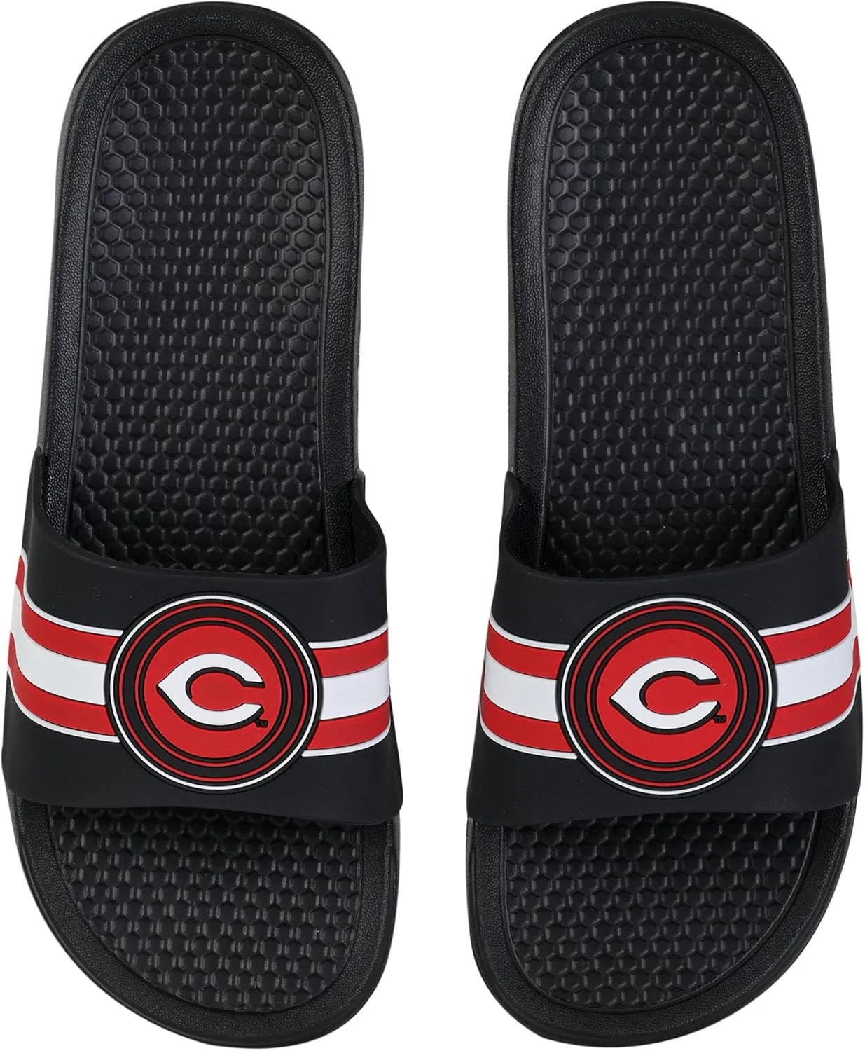 FOCO MLB Men's Stripe Raised Slide Sandals – Comfortable, Durable, Team Logo Footwear for Game Day & Everyday Wear