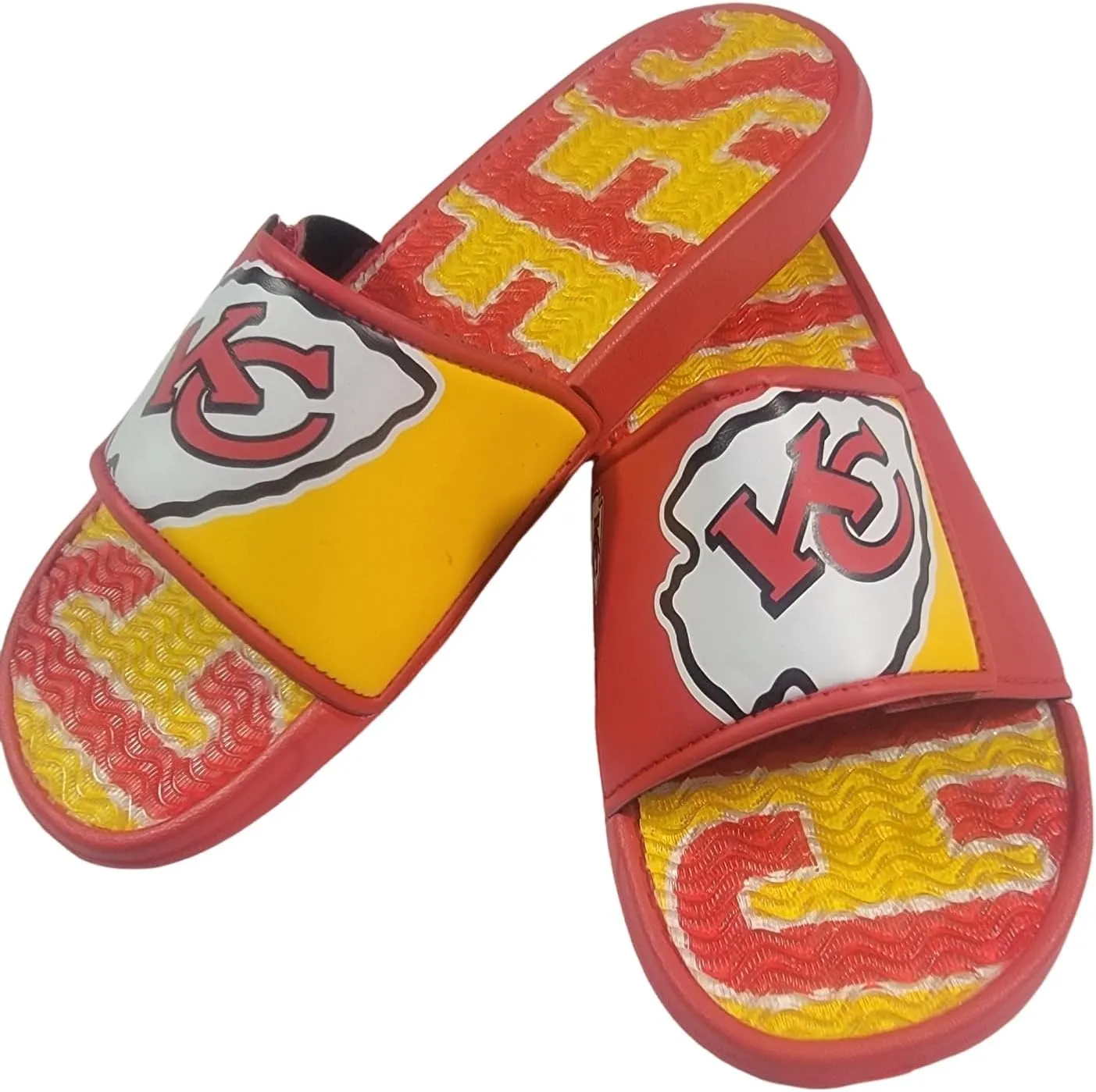 FOCO NFL Unisex Sport Shower Gel Slide Flip Flop Sandals Colorblock Big Logo