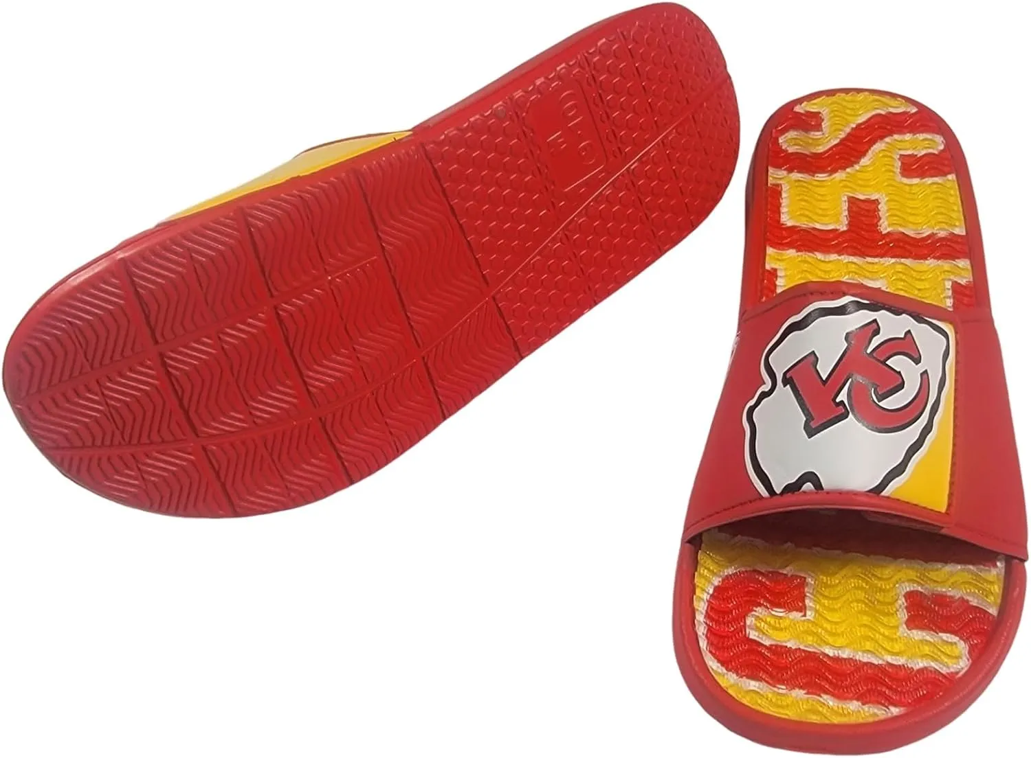 FOCO NFL Unisex Sport Shower Gel Slide Flip Flop Sandals Colorblock Big Logo