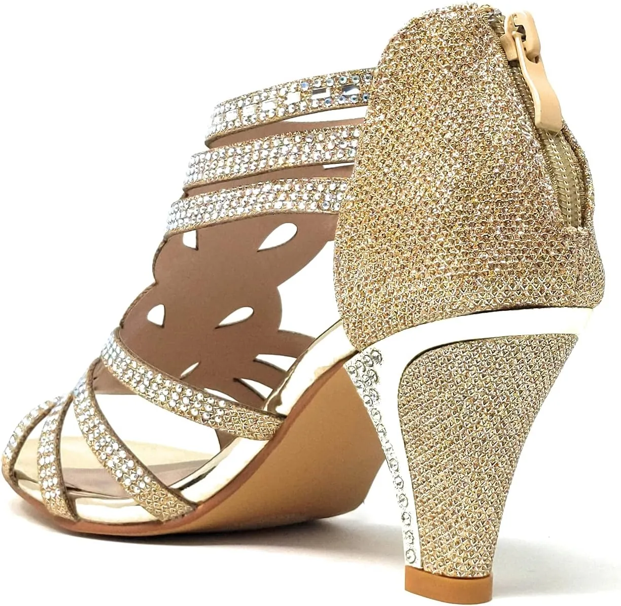 Forever Link Perform60 Rhinestone Crystal High Heel Sandal Champagne 7