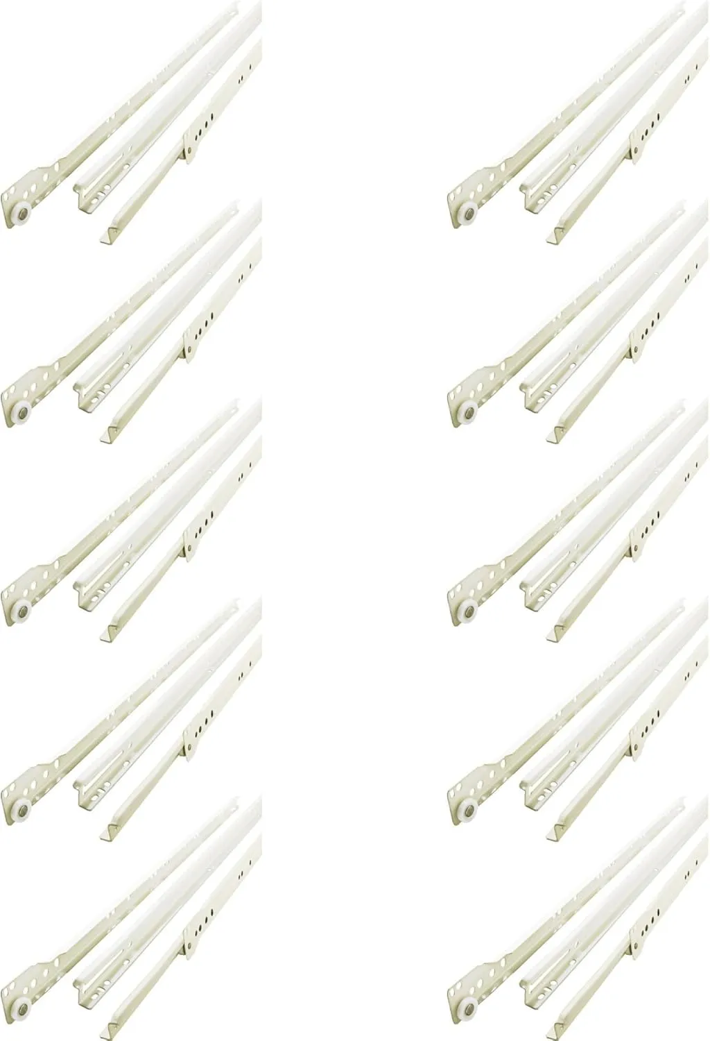 Franklin Brass Self-Closing 22' Drawer Slides Bottom Mount, 5-Pairs (10-Pieces) Cabinet, 50lb Capacity White Drawer Hardware D68822K-W-B