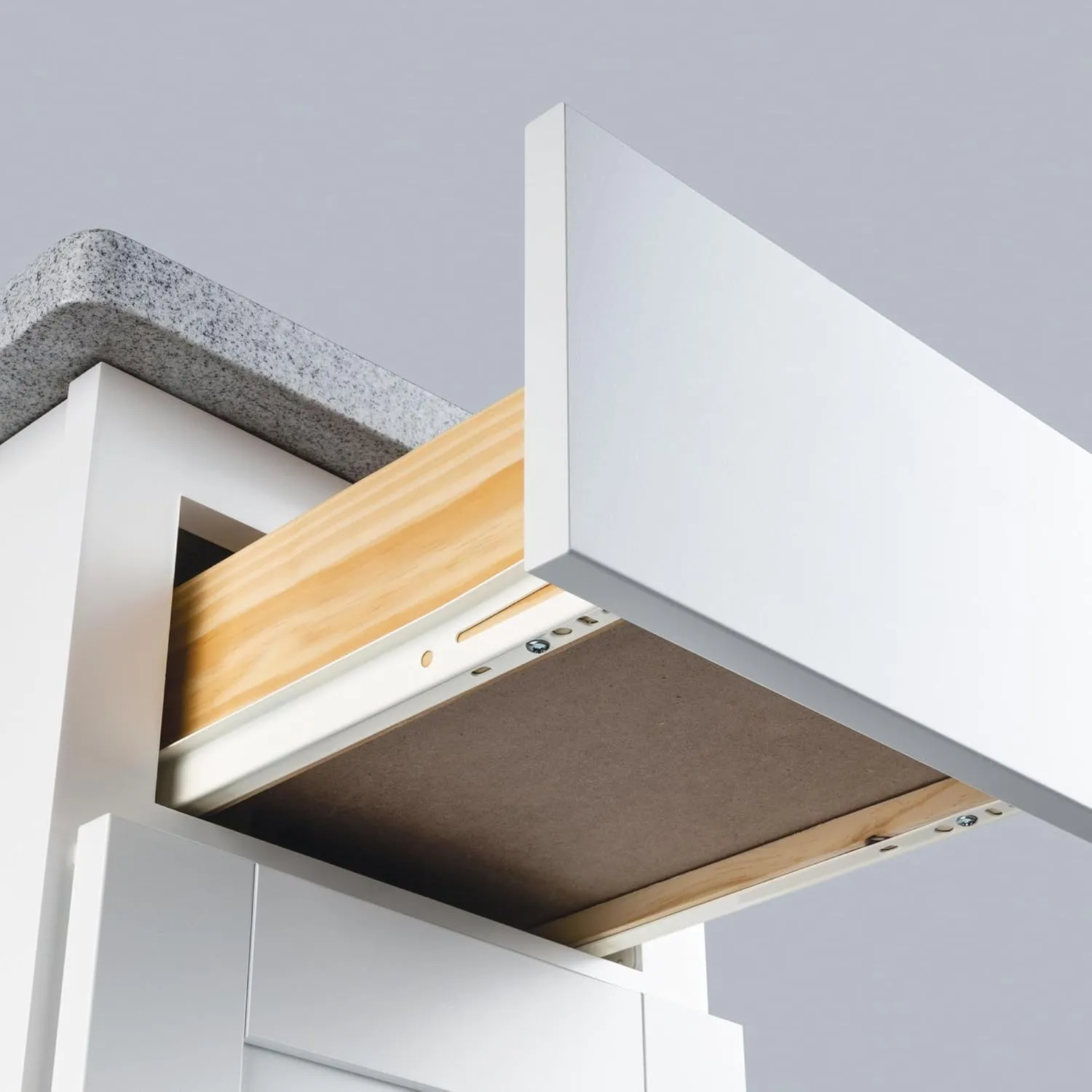 Franklin Brass Self-Closing 22' Drawer Slides Bottom Mount, 5-Pairs (10-Pieces) Cabinet, 50lb Capacity White Drawer Hardware D68822K-W-B