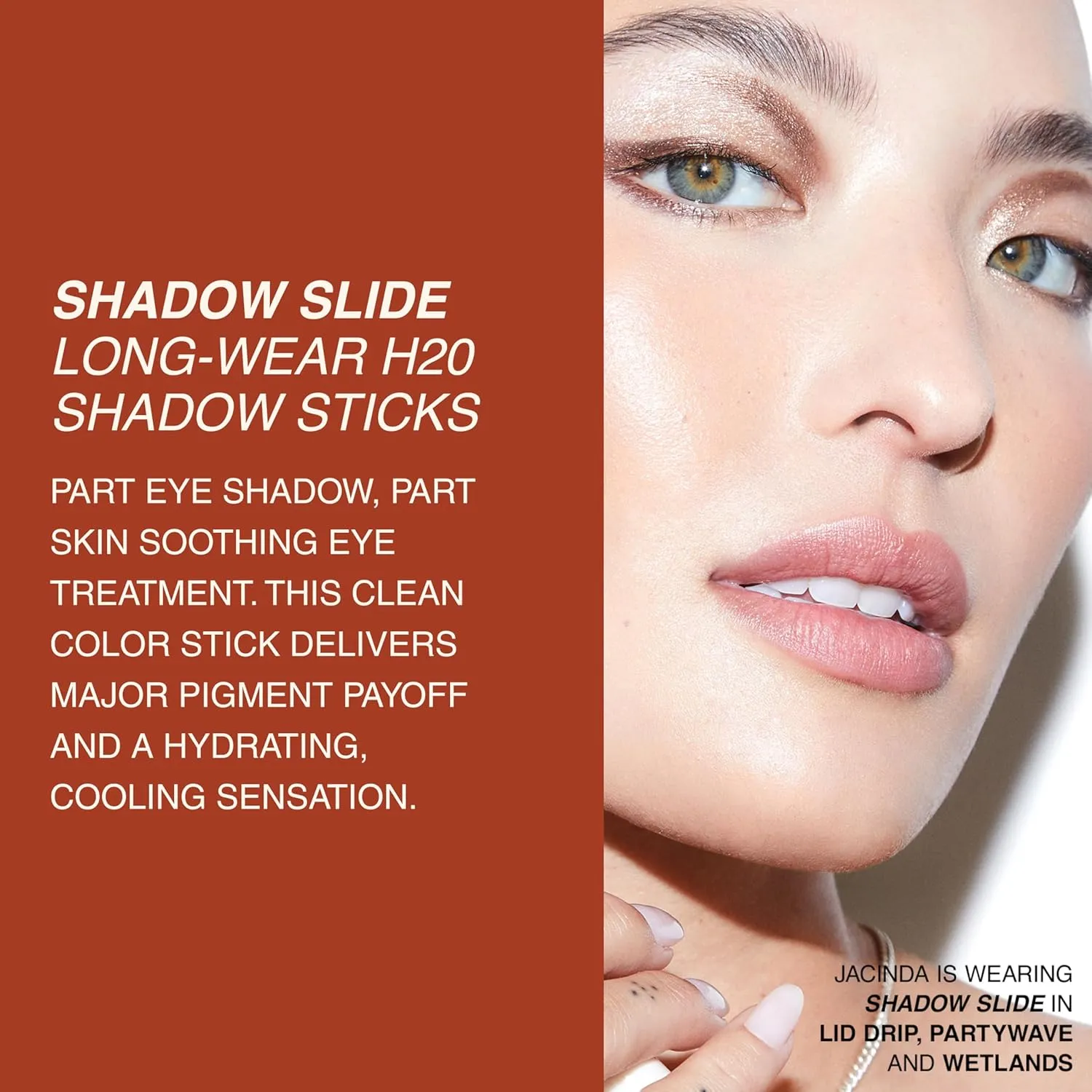 Freck Beauty SHADOW SLIDE Long Wear H2O Shadow Stick – Creamy, Waterproof Eyeshadow Crayon, Highly Pigmented, Smudge-Resistant, Easy Glide for All-Day Wear | LOBSTER LUV (Rose Gold)