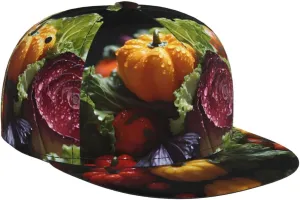 Fresh Cabbage Sports Travel Baseball Cap, Daily Sports Flat Brim hat, Adjustable Fashion hat, Unisex Four Seasons Outdoor Sports hat, Black