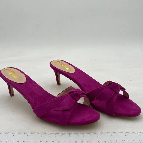 FSJ Women Cute Bowknot Slip On Mules Summer Open Toe Kitten Low Heel Sandal Ladi