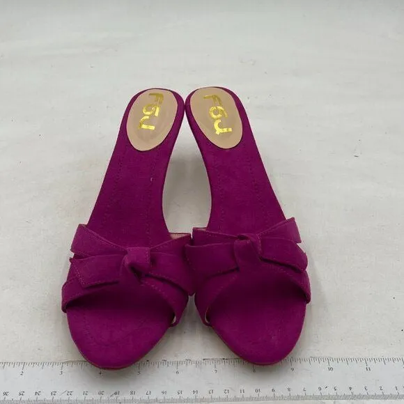 FSJ Women Cute Bowknot Slip On Mules Summer Open Toe Kitten Low Heel Sandal Ladi