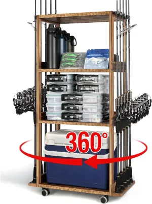 Ghosthorn Fishing Rod Holders for Garage Holds up 10 Rods Wood Pole Rod Rack Tackle Storage Gear and Equipment Fishing Gifts for Men Women