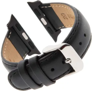 Gilden Water-Resistant Oilskin Stitched Black Watch Strap MSW63-SMART, fits Apple Apple Watch in sizes 38mm/40mm
