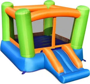GLACER Inflatable Bounce House with Slide, 8X 6.5 x 4.7ft Kids Jumping Castle Including Carrying Bag, Repair Kit, Stakes for Indoors and Outdoors, Inflatable Playhouse for Kids