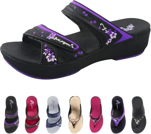 Gold Pigeon Shoes Platform Slide Sandals & Flip Flops for Women, Comfort Padded Foam Cushion