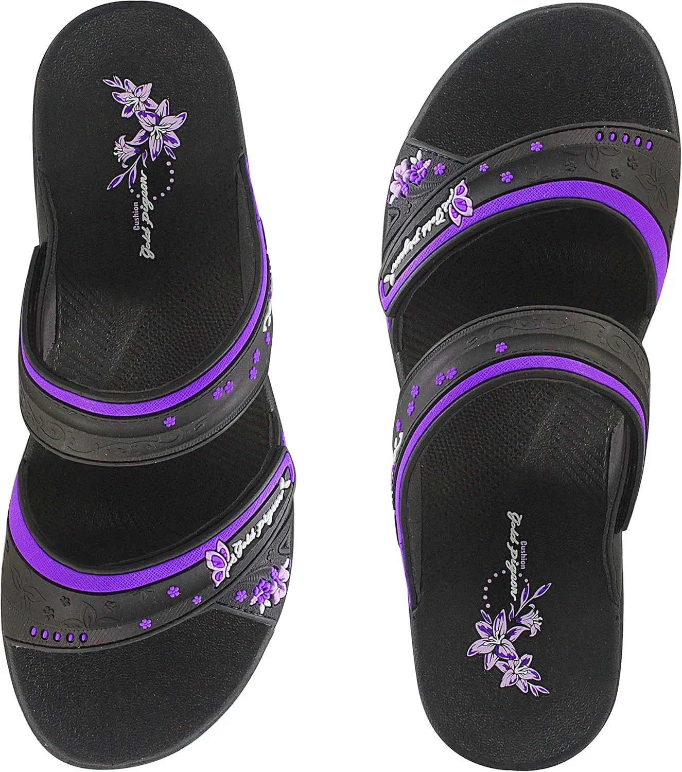 Gold Pigeon Shoes Platform Slide Sandals & Flip Flops for Women, Comfort Padded Foam Cushion