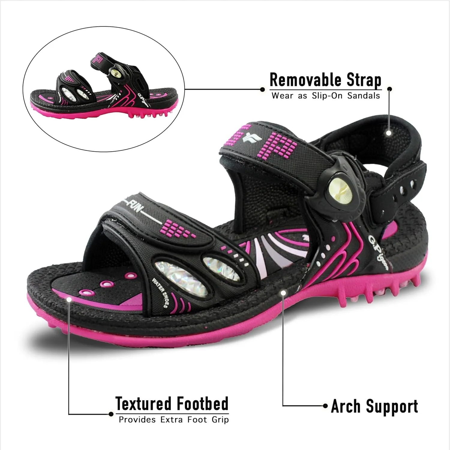 Gold Pigeon Shoes SIGNATURE Easy Snap Buckle Unisex -Child Outdoor Water Sandal for Kids Toddler Boys Girls