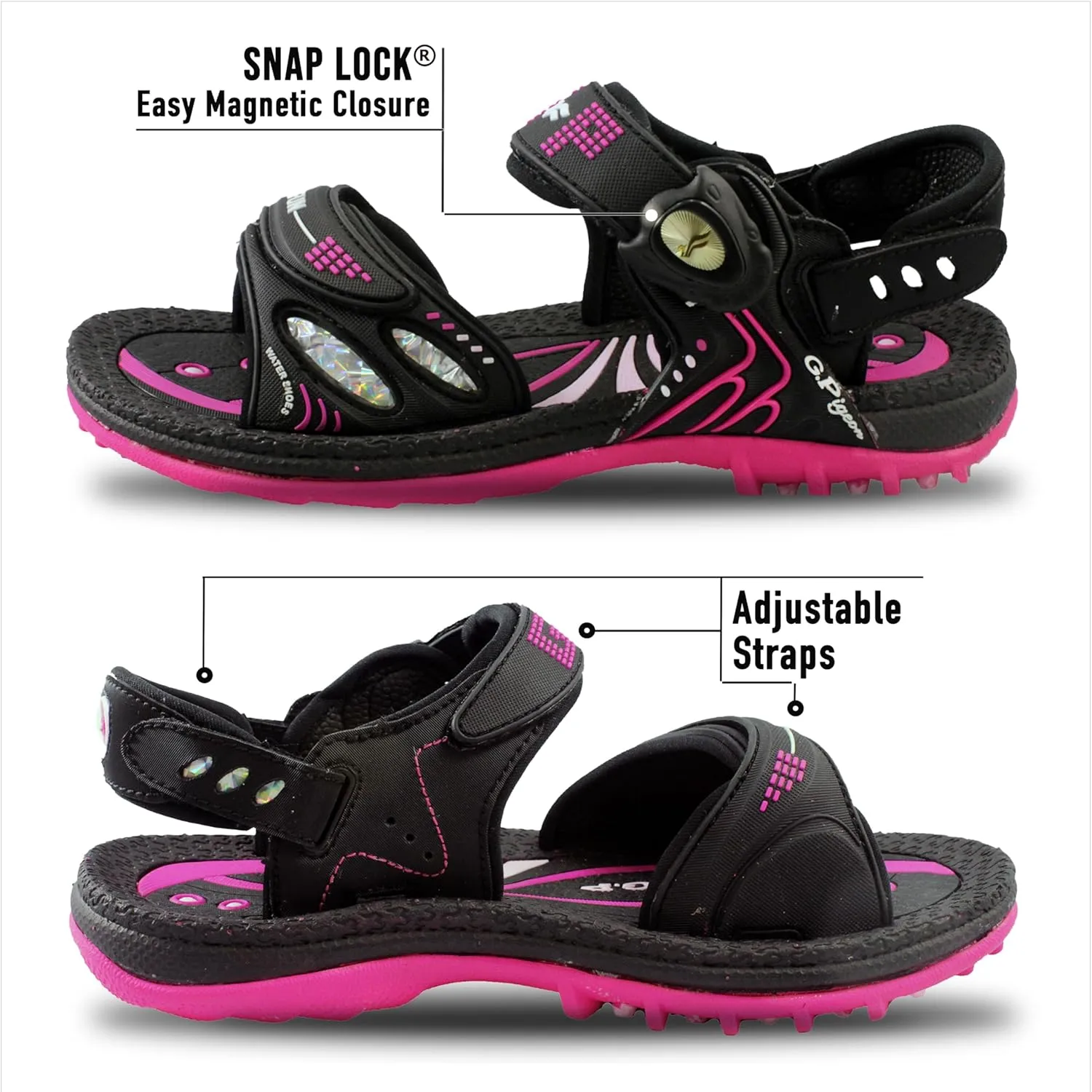 Gold Pigeon Shoes SIGNATURE Easy Snap Buckle Unisex -Child Outdoor Water Sandal for Kids Toddler Boys Girls