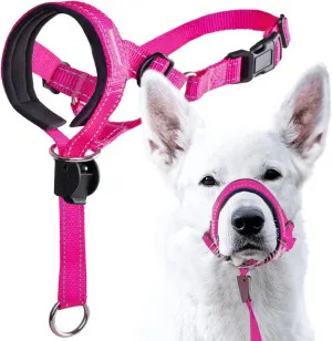 GoodBoy Dog Head Halter with Safety Strap - Stops Heavy Pulling On The Leash - Padded Headcollar for Small Medium and Large Dog Sizes - Head Collar Training Guide Included (Size 3, Pink Nylon)