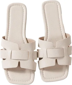 GORGLITTER Women's Crocodile Embossed Flat Sandals Cross Strappy Open Toe Slide Sandals