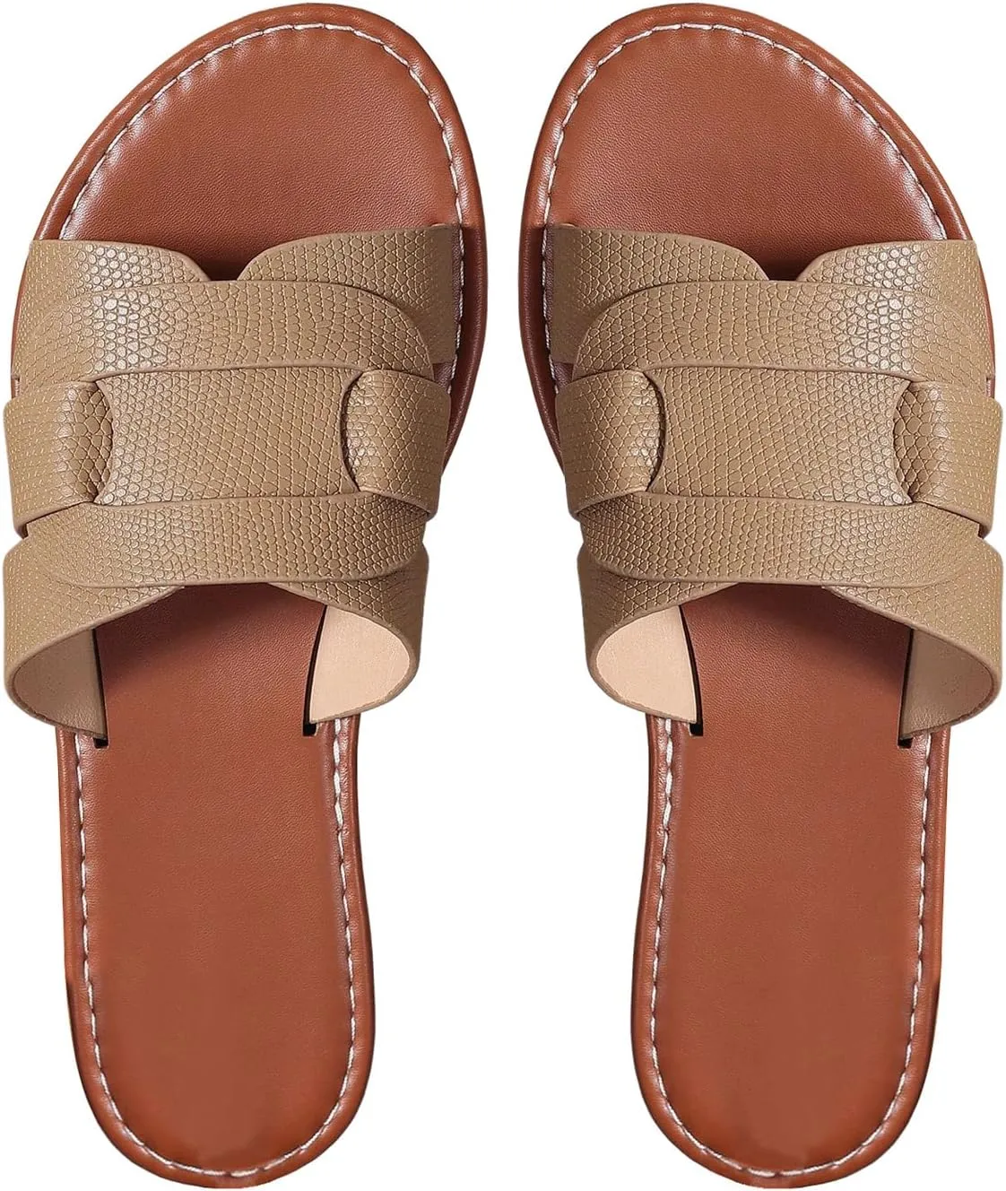 GORGLITTER Women's Open Toe Dressy Beach Sandal Trendy 2025 Comfy Flat Slide Summer Sandals
