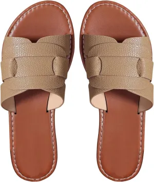 GORGLITTER Women's Open Toe Dressy Beach Sandal Trendy 2025 Comfy Flat Slide Summer Sandals