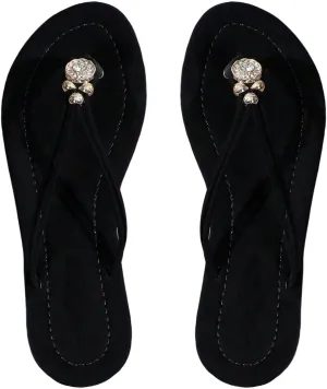 GORGLITTER Women's Pearls Rhinestone Flip Flops Beaded Open Toe Sparkly Thong Flat Sandals Slides