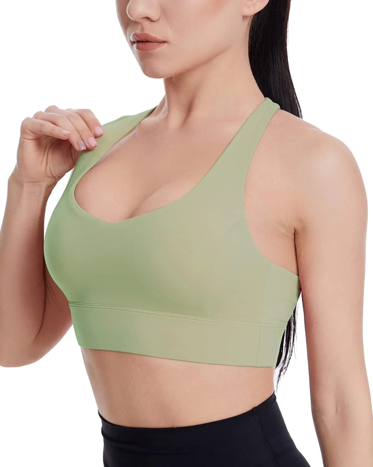 Grace Form Strappy Sports Bra for Women Padded Push Up Sports Bra Athletic Running Sports Bra Workout Bra Yoga Bra