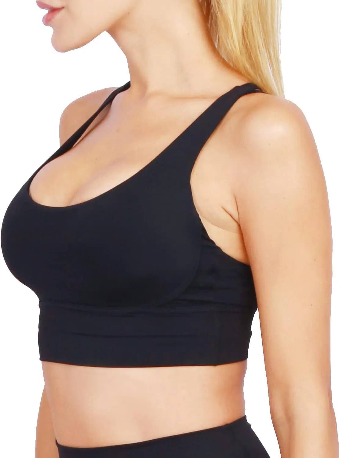 Grace Form Strappy Sports Bra for Women Padded Push Up Sports Bra Athletic Running Sports Bra Workout Bra Yoga Bra