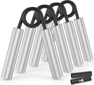 Grip Strength Trainer 4 Pack,50LB-200LB Metal Hand Grip Strengthener,Non-Slip Heavy-Duty Forearm Exerciser,Hand Gripper for Muscle Building and Hand Rehabilitation Exercising