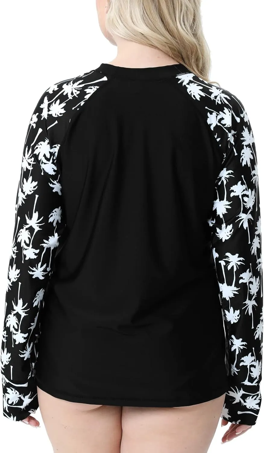 Halcurt Women Plus Size Rash Guard with Thumb Hole Long Sleeve Swim Shirt UPF50  Swimsuit Top