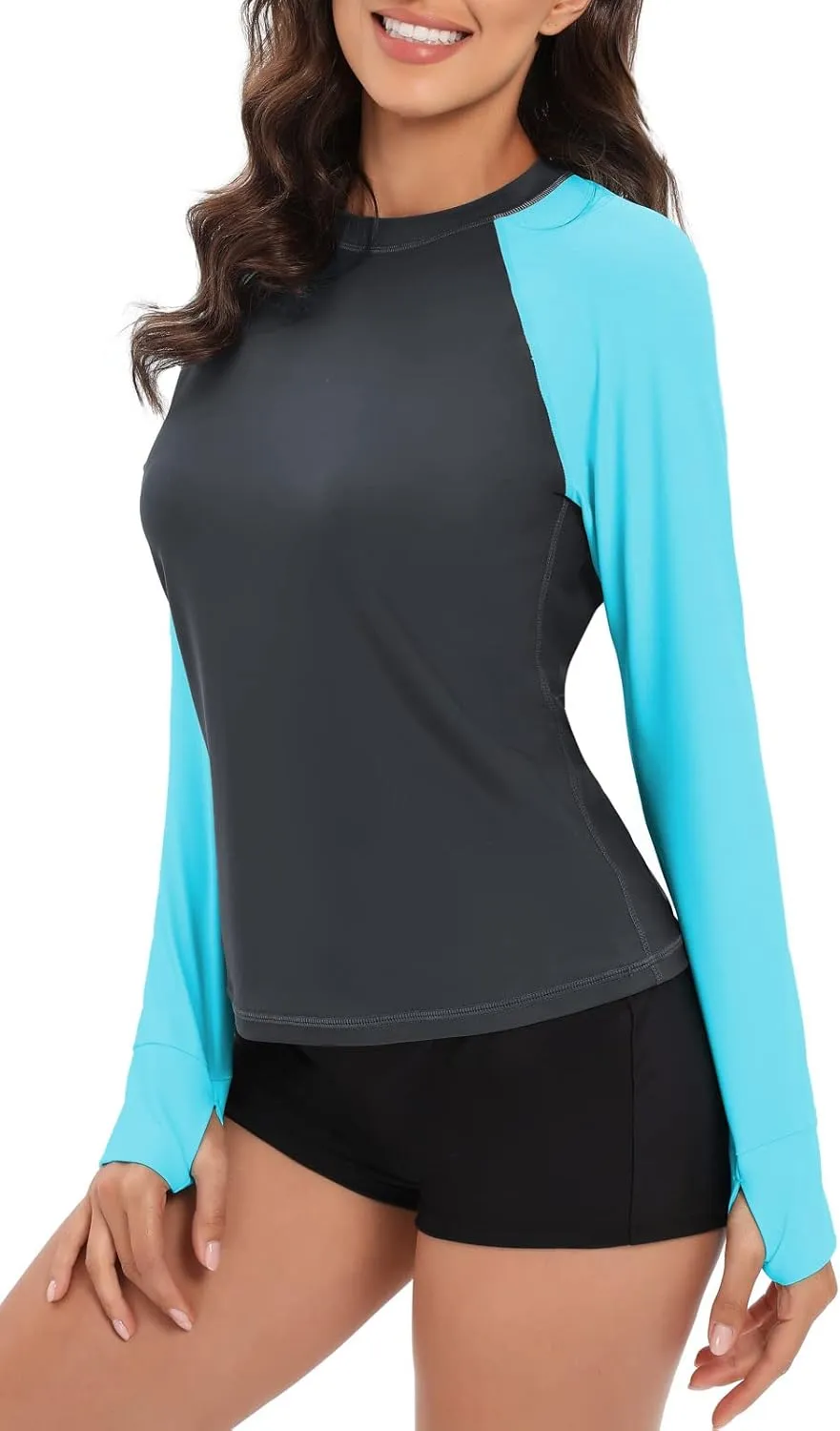 Halcurt Women's Long Sleeve Swim Shirt UPF 50  Rash Guard Top