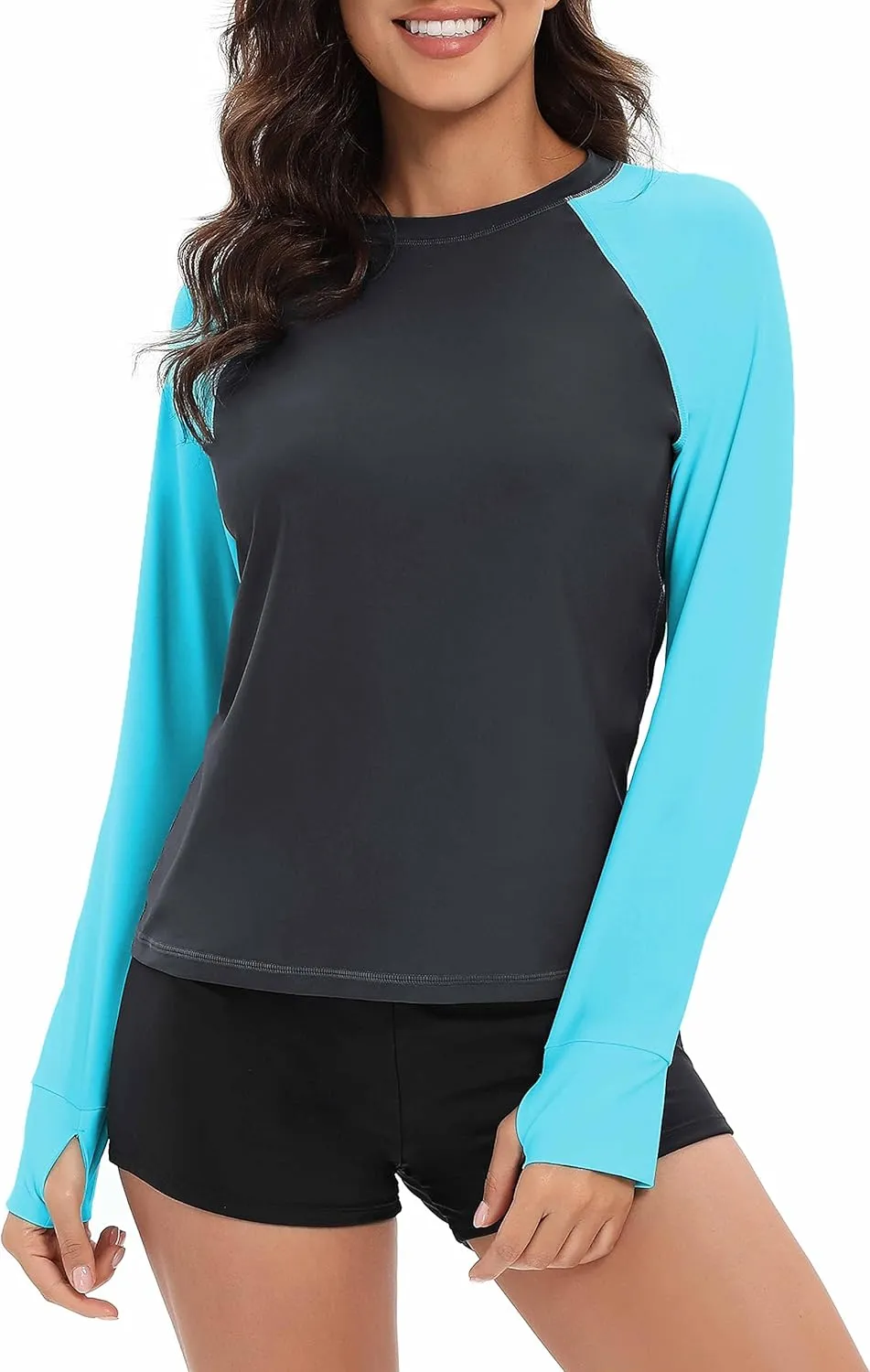 Halcurt Women's Long Sleeve Swim Shirt UPF 50  Rash Guard Top