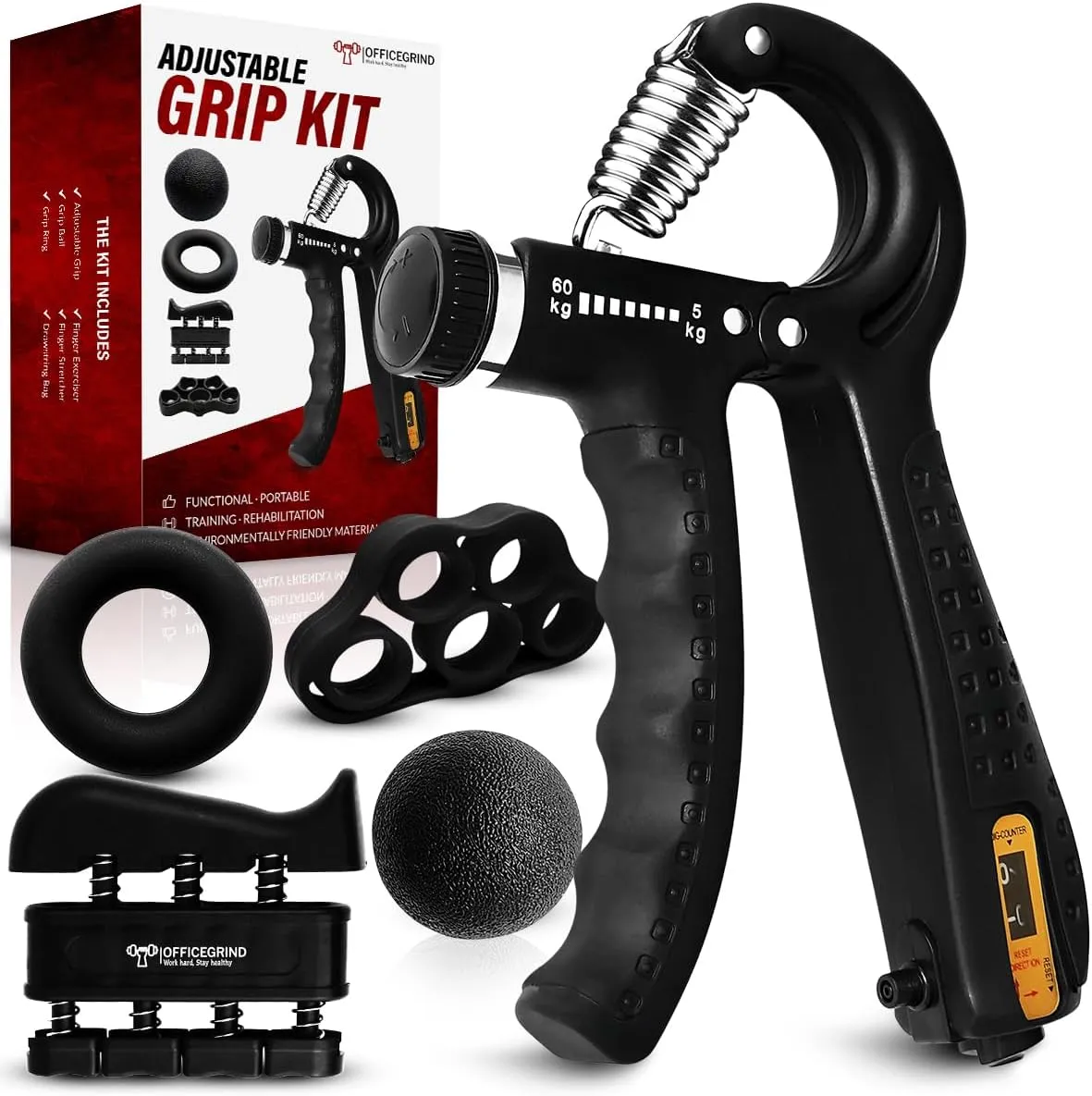 Hand Grip Strengthener Trainer with Adjustable Resistance 10-130lbs (4.5-59kg), Forearm Hand Grip Strength Exerciser for Muscle Building, Injury Recovery, and Therapy Stress Relief