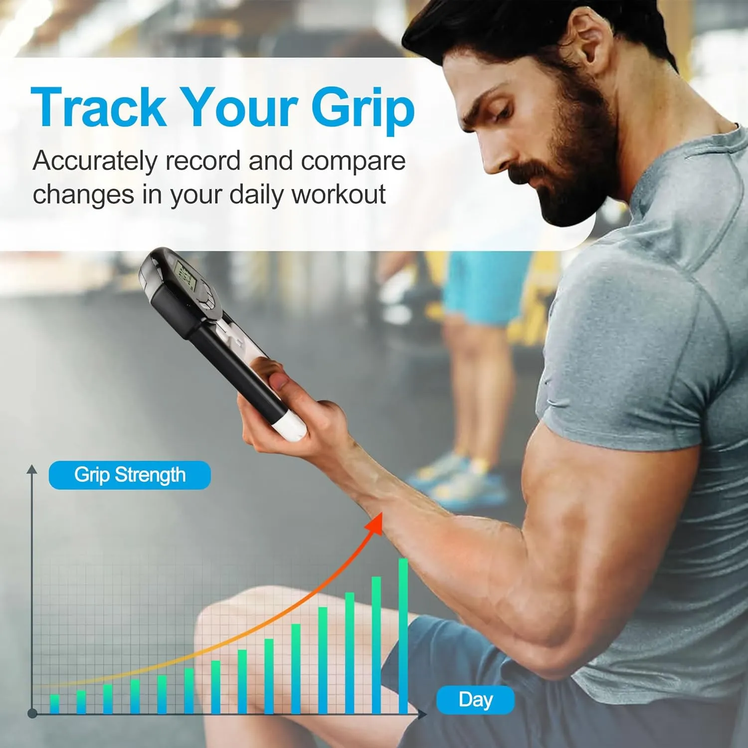 Handeful Grip Strength Tester Trainer - Dynamometer Handgrip Measurer Meter, Handheld Strengthener Exerciser for Sports, School, and Home Use (198Lbs / 90Kgs)