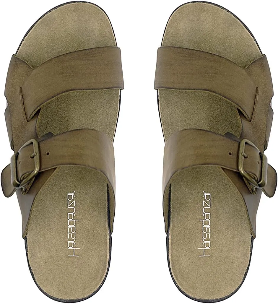 Harssidanzar Mens Leather Slide Sandals GM209US