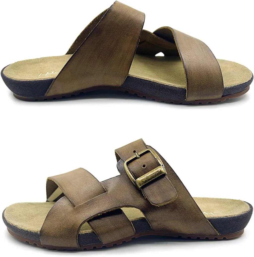 Harssidanzar Mens Leather Slide Sandals GM209US