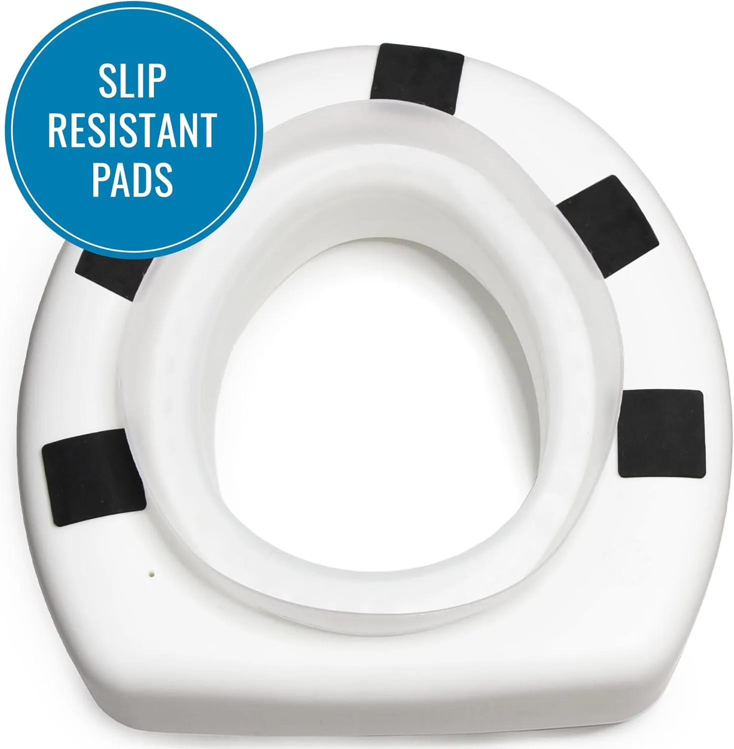HealthSmart Enhanced Comfort 5" Raised (Round) Toilet Seat Riser 5 Slip Resistant Pads FSA/HSA Eligible Toilet Seat Risers for Seniors Padded Toilet Seat Elevation 15.7 x 15.2 x 6.1