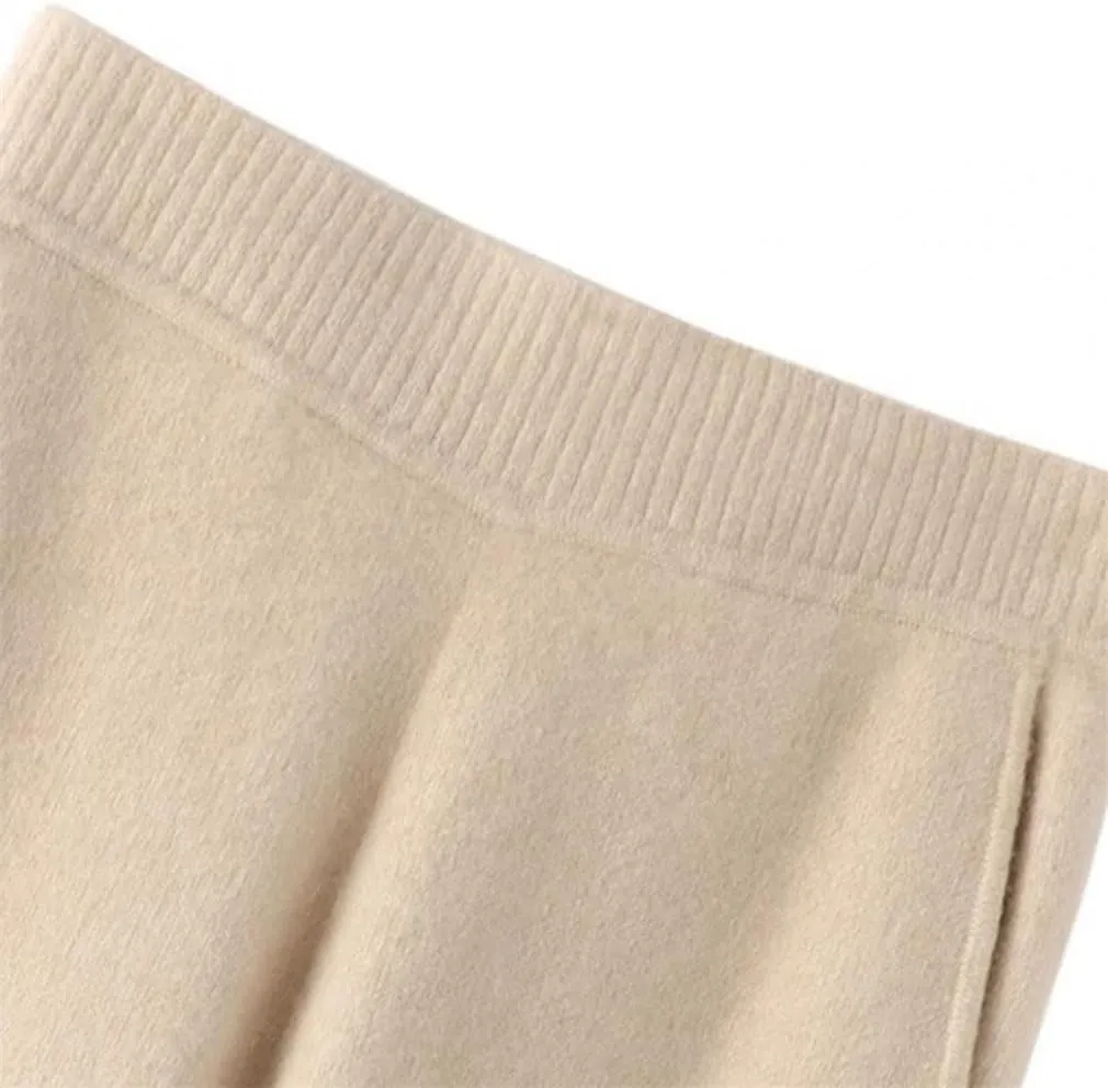 High Waist Wide Leg Pants for Women Winter Casual Loose Knit Straight Pants Women Solid Lace-Up Trousers
