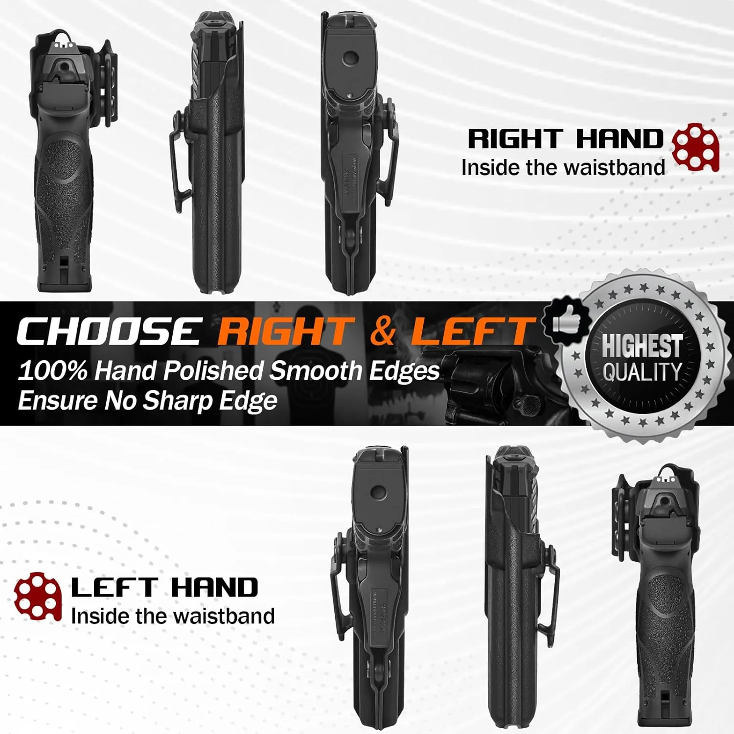 HK VP9 Holster IWB Kydex Holster Fit: Heckler & Koch (H&K) VP9 Pistol – Inside Waistband Concealed Carry – Adjustable Cant & 'Posi-Click' Retention – No Wear - No Jitter - USA Made by Amberide