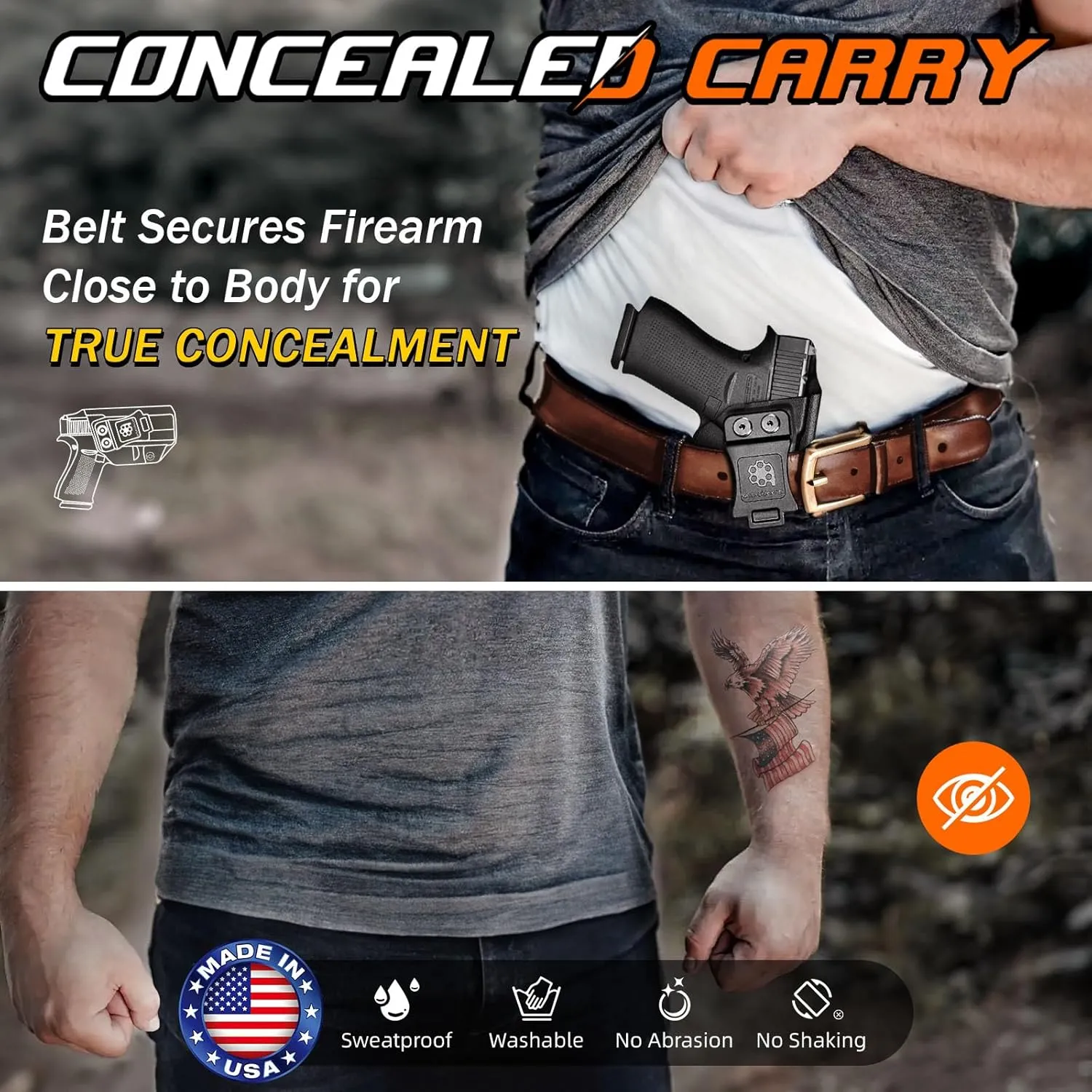 HK VP9 Holster IWB Kydex Holster Fit: Heckler & Koch (H&K) VP9 Pistol – Inside Waistband Concealed Carry – Adjustable Cant & 'Posi-Click' Retention – No Wear - No Jitter - USA Made by Amberide