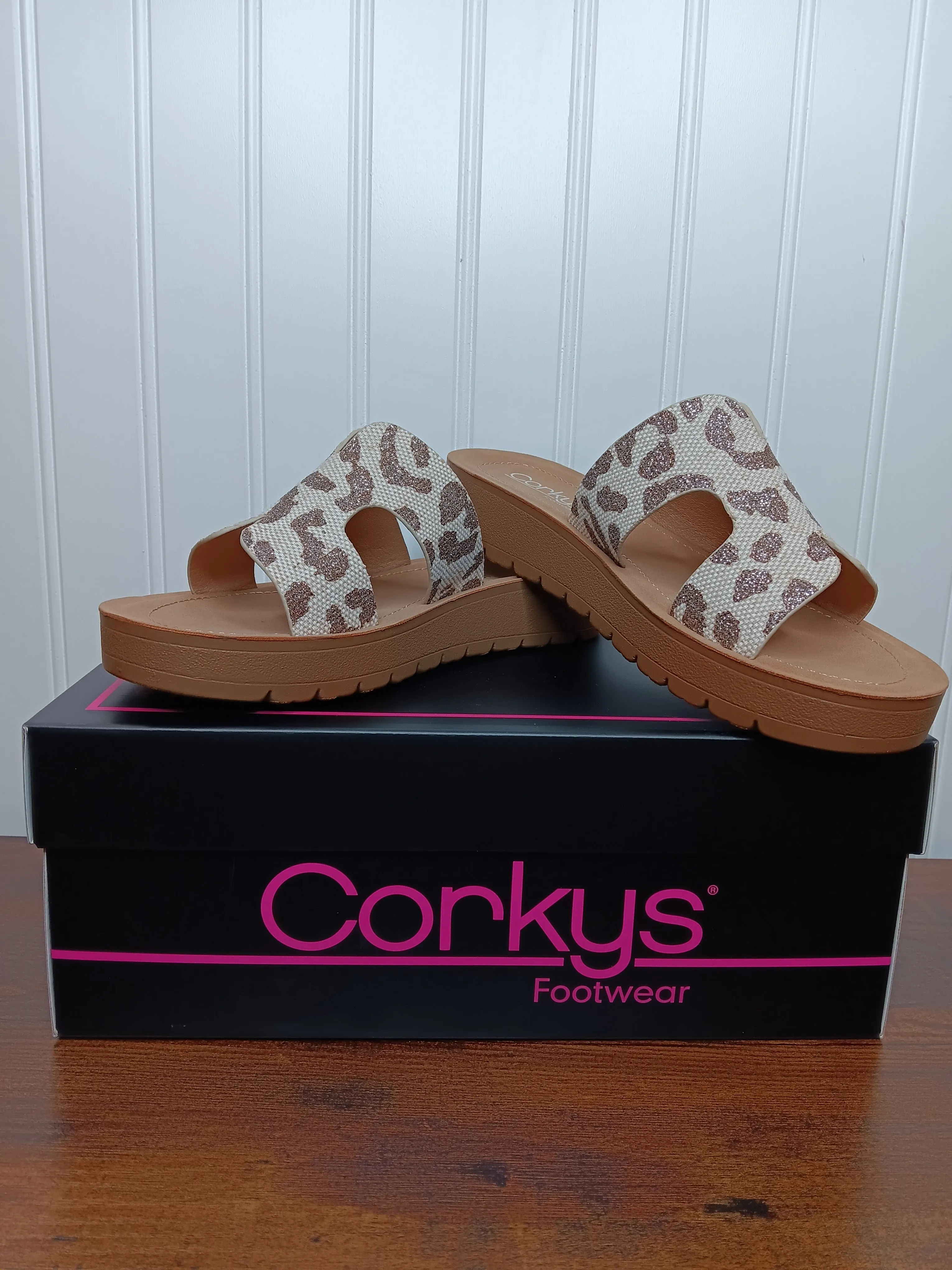 Hold Please Tan Sparkle Leopard Sandal